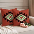 thumbnail image 2 of Red Black Green Boho Outdoor Waterproof Pillow Covers, Farmhouse Vintage Abstract Geometric Decorative Square Throw Pillowcase Sofa Cushion Sham for Patio/Couch/Chair, 20"x20" 2 Pack, 2 of 8