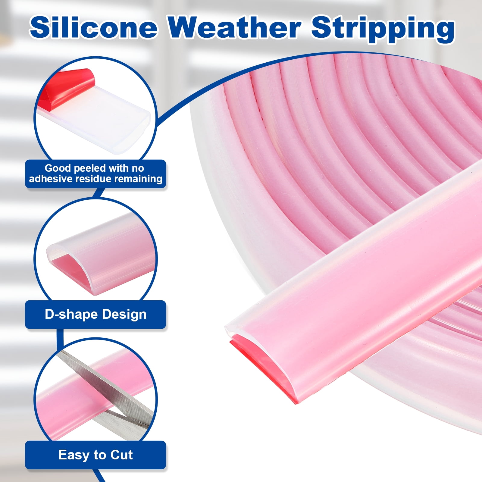 Uxcell Silicone Weather Stripping 20mm W x 1mm T x 8mm H, 13.1FT/4M Self Adhesive D Shape Weather Stripping Door Seal Strip for Door Frame Window Sealing Large Gap