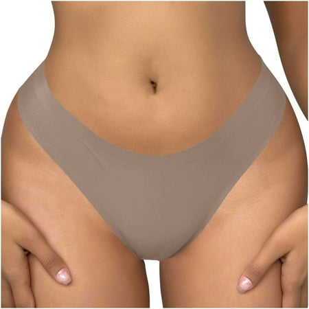 Diufon Panties Underwear for Women Seamless Mid Rise Briefs Solid Color Traceless Womens Panty (Medium  Khaki)