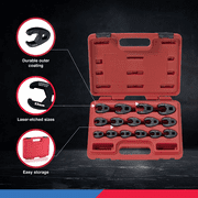 Neiko 03324A Crowfoot Wrench Set 1/2 and 3/8” Drive, 15 Piece, Metric Crows Foot Wrench Sizes 8mm-24mm, Chrome-Moly Flare Nut Wrench Set