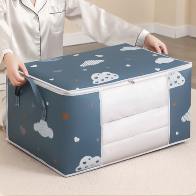 Bolsa de almacenamiento con cremallera LWITHSZG para armario, edredón King/Queen, almohada, edredón, ropa de cama, ropa, organizadores de mantas con gran ventana transparente y asas de transporte, a
