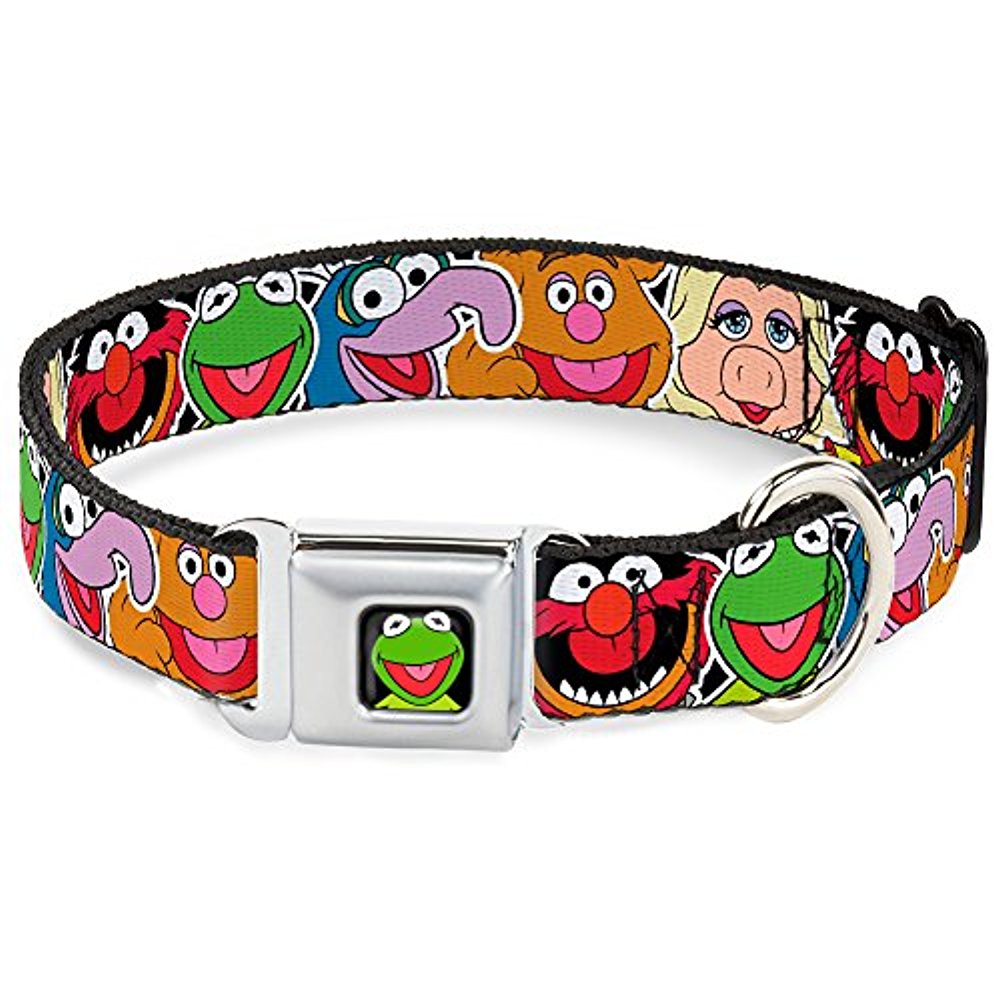 Dog Collar DYBIKermit Face Full Color Black Muppets Faces CLOSEUP