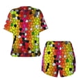 thumbnail image 5 of Picia Colorful Tie Dye Stained Glass 1 Pajamas Sets for Women Soft Short-Sleeved Pjs with Lounge Shorts Two Piece Sleepwear-Medium, 5 of 9