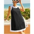 thumbnail image 2 of Women's 2 Piece Sets Casual Color Block Crewneck Sleeveless Pullover Tops Matching Shorts with Pockets, 2 of 7