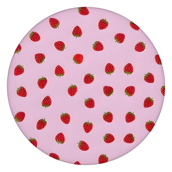 Red Strawberry Plants Fruit Pink Pattern Round Fitted Tablecloth with Elastic Edge,Dining Table Cover Waterproof,Outdoor Round Tablecloth for Camping,Dining,Indoor and Outdoor