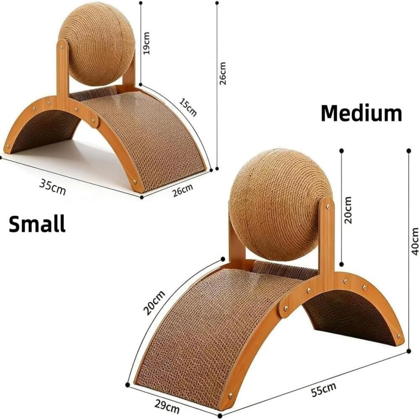 Cat Scratching Ball on Stand, Solid Wood Slanted Cat Scratching Board Design, with 360° Rotating Natural Sisal Ball, 2-in-1 Interactive Cat Scratcher Toy, for Indoor Cat Kittens
