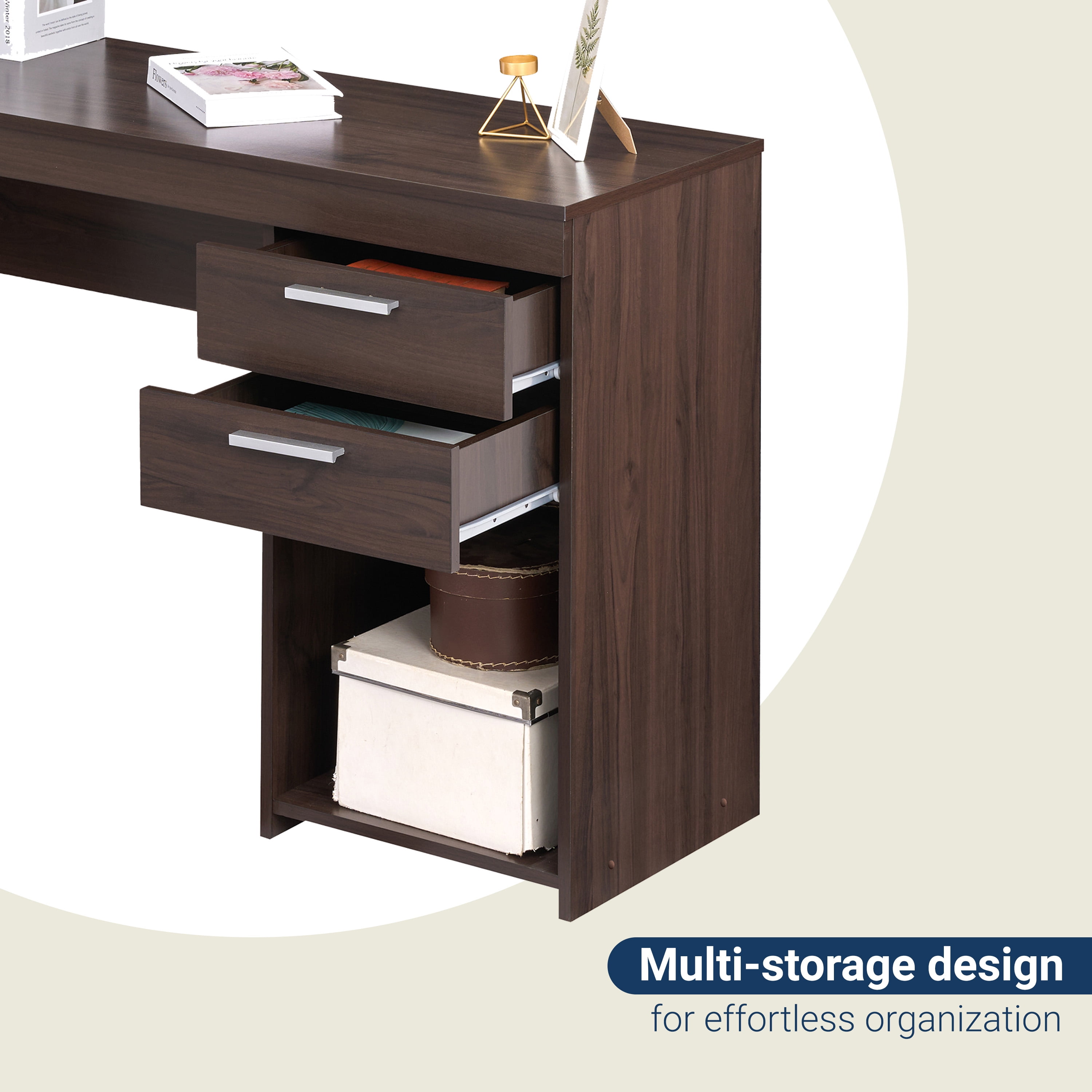 Home Office Workstation with Storage, Espresso
