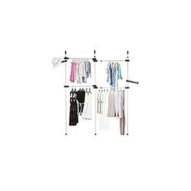 Estante ajustable para ropa, organizador del de clóset y estante de almacenamiento con ganchos, percha de ropa telescópica para colgar ropa para sala de estar, recámara