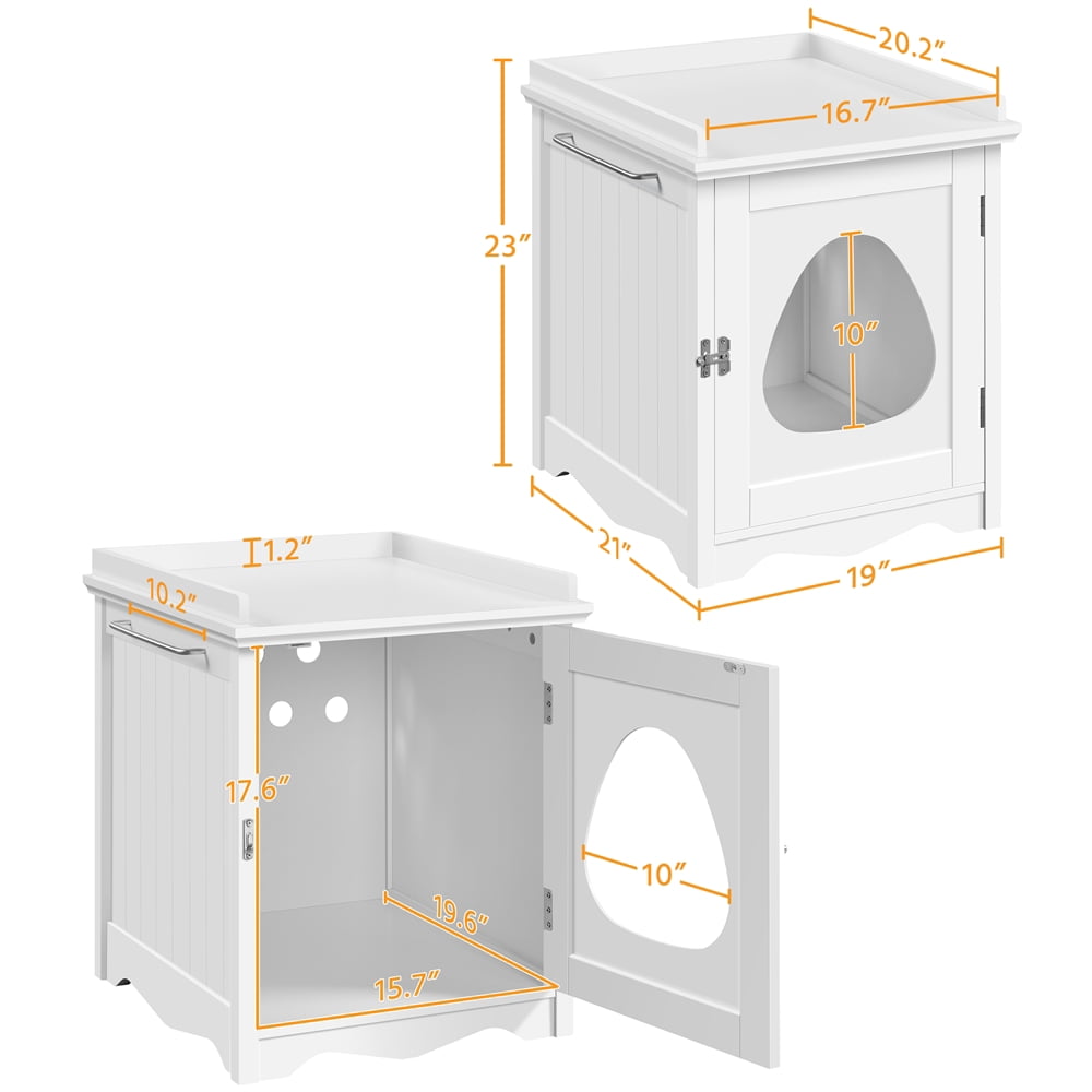 Yaheetech Cat Litter Box Furniture Enclosure for Cat/ Small Dog, White