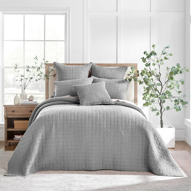 Levtex Home Mills Waffle Full Bedspread Set Grey Cotton