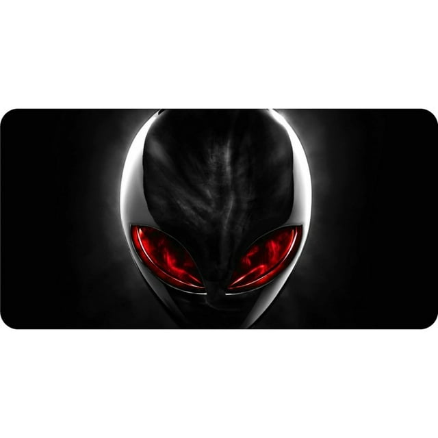 Alien With Red Eyes Centered Photo License Plate