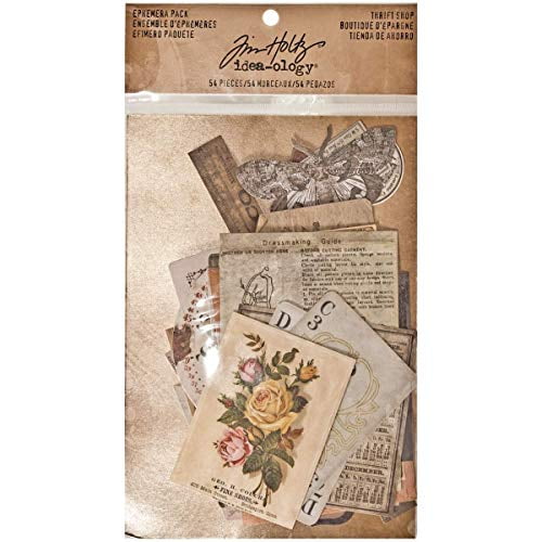 54 Pieces Tim Holtz Idea-ology Thrift Shop Ephemera Pack TH93114