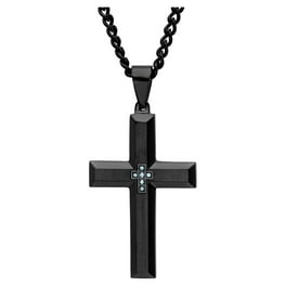 Men's Stainless Steel Two-Tone Cubic Zirconia Guardian Cross