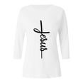 thumbnail image 4 of TSADFHJI Hauts pour Femmes Hiver Mode Décontractée Col Rond Manches Mi-Longues Printemps Confortable Thème de Pâques T-Shirt Imprimé 4 TG Blanc, 4 of 4