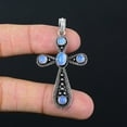 thumbnail image 2 of Natural Milky Opal Handmade 925 Sterling Silver Cross Pendant 2.10", 2 of 4