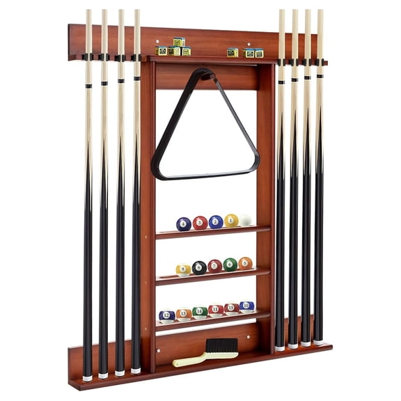 Pool Stick Holder, Wall Mount 8 Pool Cue Rack made of 100% Pine Wood, Billiard Cue Racks Pool Table Accessories for Game Room Club Men Cave