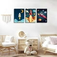 thumbnail image 4 of 3Pcs Astronaut Wall Art Space Wall Art Toddler Boy Wall Decor Kids Room Wall Decor Boys Room Poster Prints Nursery Canvas Pictures Rocket Astronaut Painting Pictures, 4 of 6