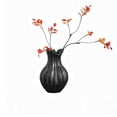 thumbnail image 2 of MMJ Fluted Ceramic Vase Set of 2 Matte Black White Table Centerpiece Home Decor 8.27x5.12x5.12in With Leaves, 2 of 6