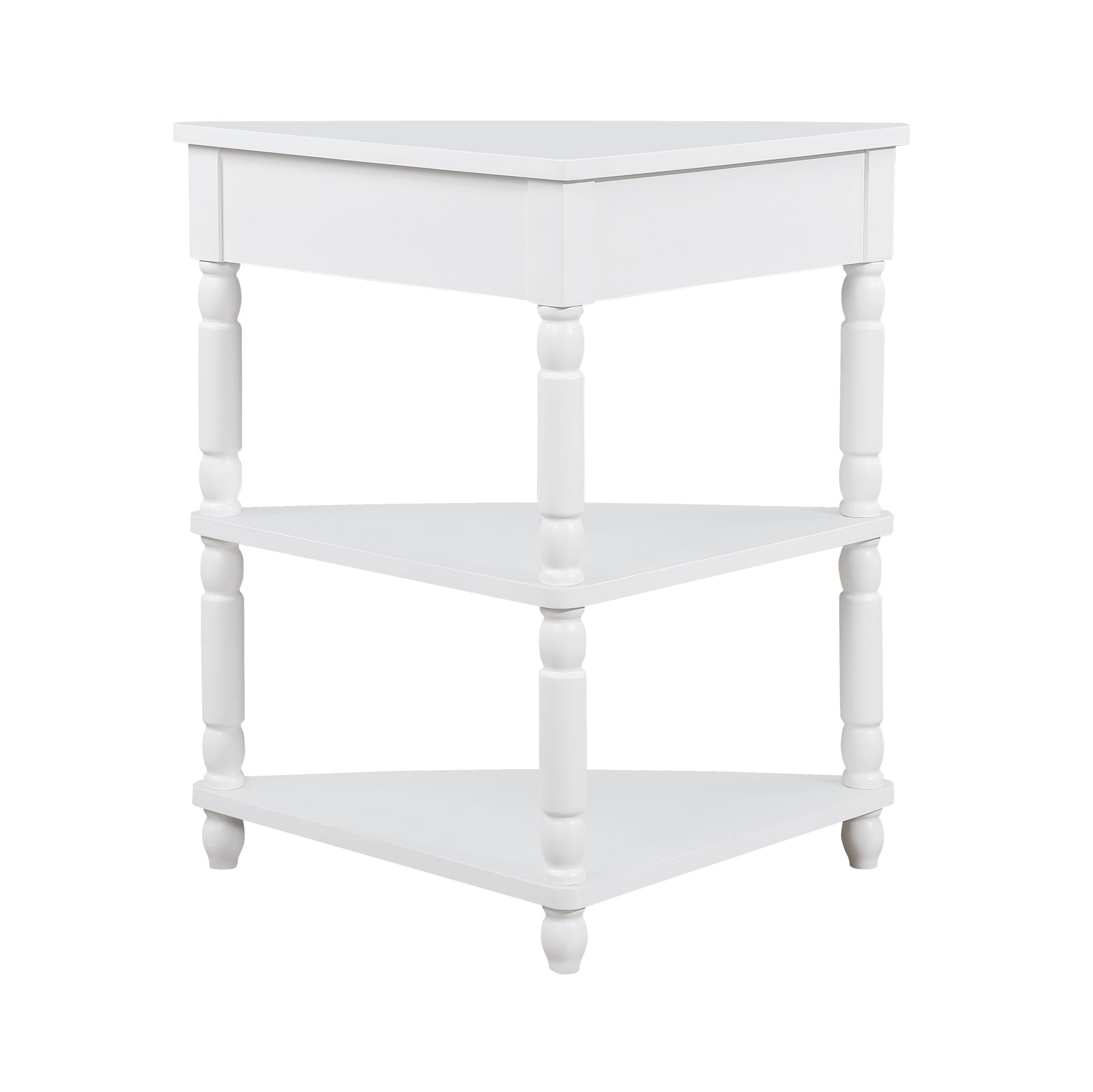 Aukfa 3 Tier Corner Table with Drawer, Triangle End Table for Entryways, Hallways, and Small Spaces, White