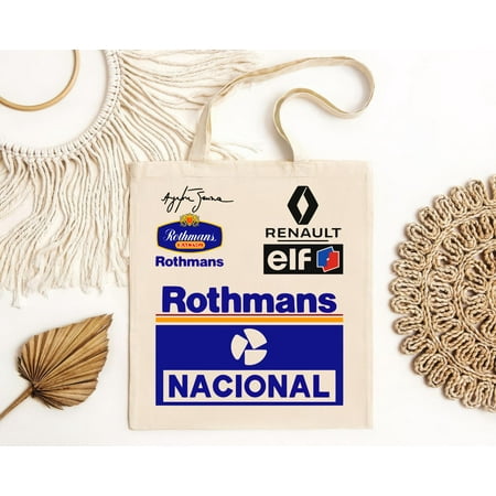 vintage Vintage Ayrton Senna Rothmans F1 Tote Bag Formula One Fan Gift Williams Rothmans Heavy Cotton -TH9016