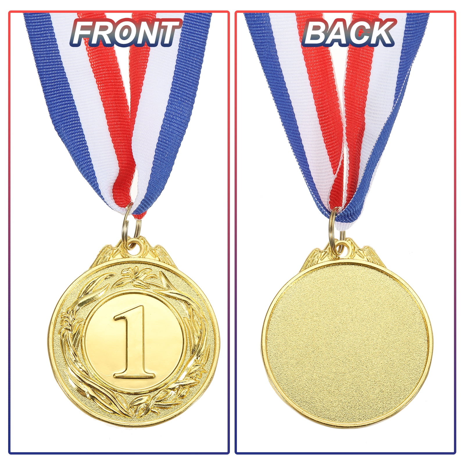 Uxcell Award Metal, Winner Award Medals Prize with Neck Ribbons Red White Blue Gold