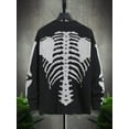 thumbnail image 2 of Women'S Skull Pattern Cardigan Sweaters Long Sleeve Unisex Outwear Knitted Coats Black Skull S, 2 of 8