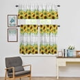 thumbnail image 4 of Kitchen Window Curtains Valance and Tier Set, Rustic Watercolor Sunflower Leaf Rod Pocket Tier Curtain Valance Set, Pastoral Floral on Wood Grain Light Filtering Cafe Curtains for Bedroom, 4 of 9