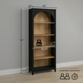 thumbnail image 3 of Prepac Ark 78" Tall 5-Tier Arched Bookcase, Black Oak with Oak Finish Interior, Modern Storage Accent Bookshelf with 3 Adjustable Shelves for Home, Office, Living Room, Bedroom, 3 of 16