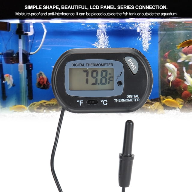 Water Aquarium Probe Figure Electronic Water Thermometer with Suction Cup for Fish Tank