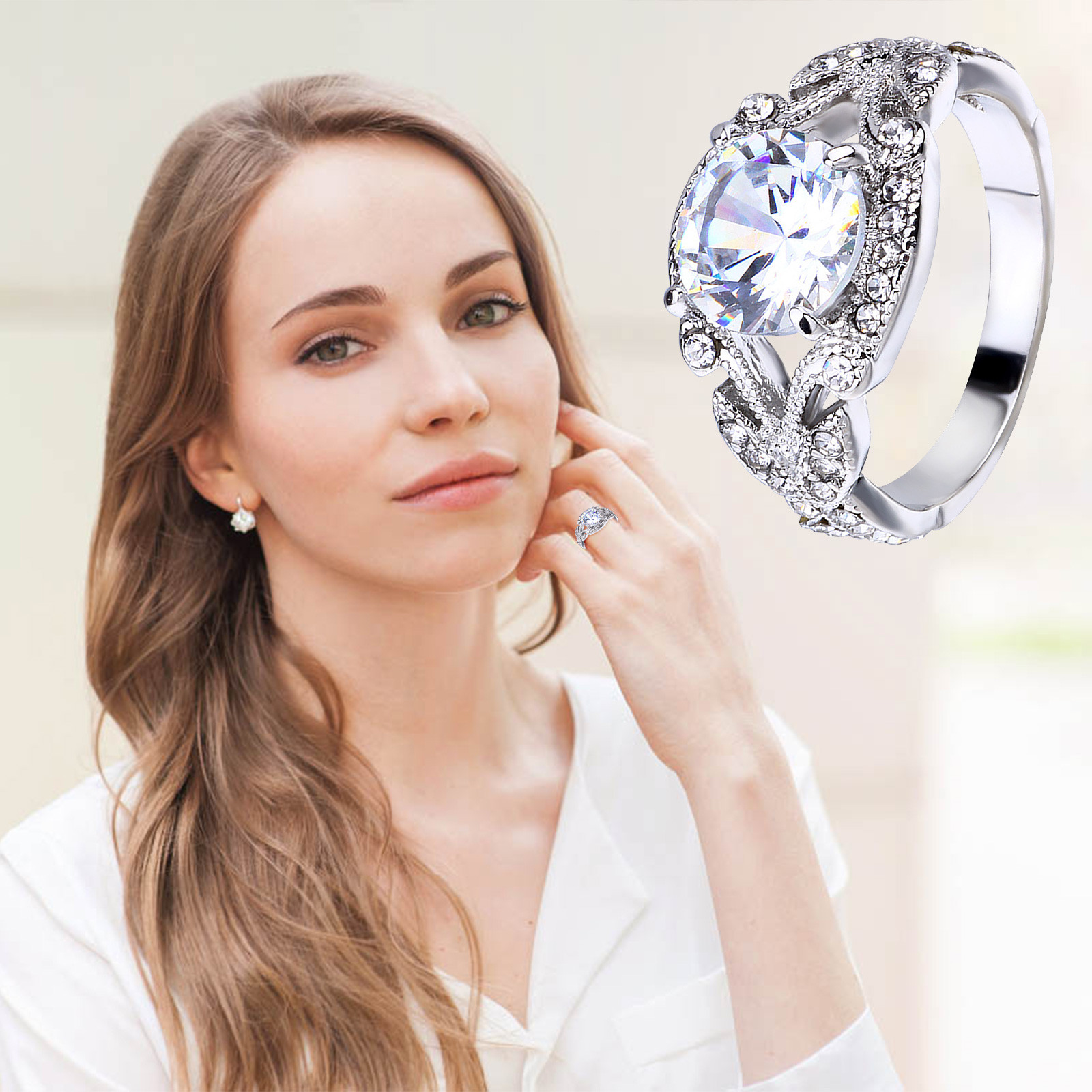 TIHLMK Sales Clearance Rings for Girls Ladies Fashion Diamond Ring 