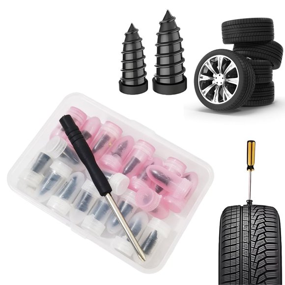 Kit de clavos de goma para reparación de neumáticos Shellfairy, 60 piezas