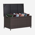 thumbnail image 1 of Patiojoy Outdoor 50 Gallon Wicker Storage Box PE Rattan Storage Container with Lid Deck&Waterproof Liner Mix Brown, 1 of 10