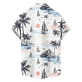 thumbnail image 6 of LODIENY Men's Short Sleeve Button Down Casual Hawaiian Shirts Summer Beach Holiday Tropical Palm Tree Sunset Printed Big and Tall Regular Fit Tops Trendy Graphic Tees Shirt White XXL, 6 of 7