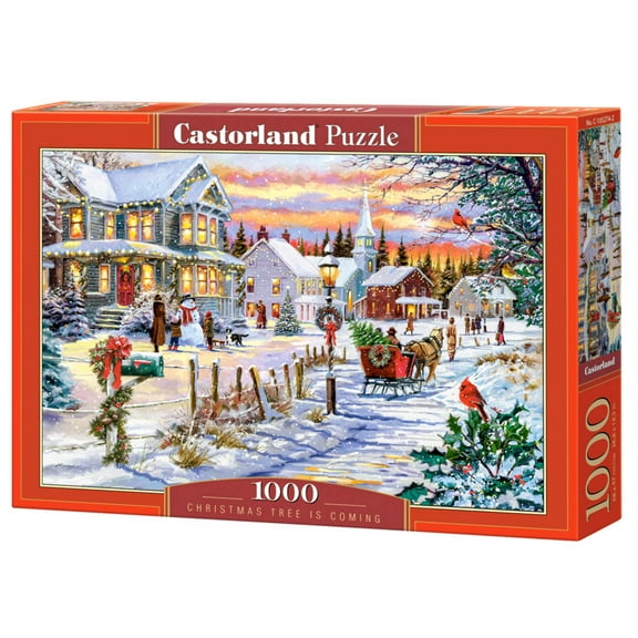 1000 Piece Jigsaw Puzzle, Christmas Tree is Coming, Winter scene, Vintage puzzles, Adult Puzzle, Castorland C-105274-2