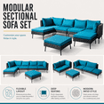 thumbnail image 3 of Seizeen 6pcs Outdoor Patio Furniture Set, Rattan Wicker Sectional Conversation Sofa Set w/Thick Cushions, Modular Outdoor Couch for Porch, Backyard, Poolside & Garden, 3 of 9