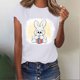 thumbnail image 2 of Camisetas de cuello redondo para mujer del día de Pascua, camisetas con estampado de conejo de Pascua, camisetas de manga corta, blusas Pompotops hkajfhjk462508, 2 of 7