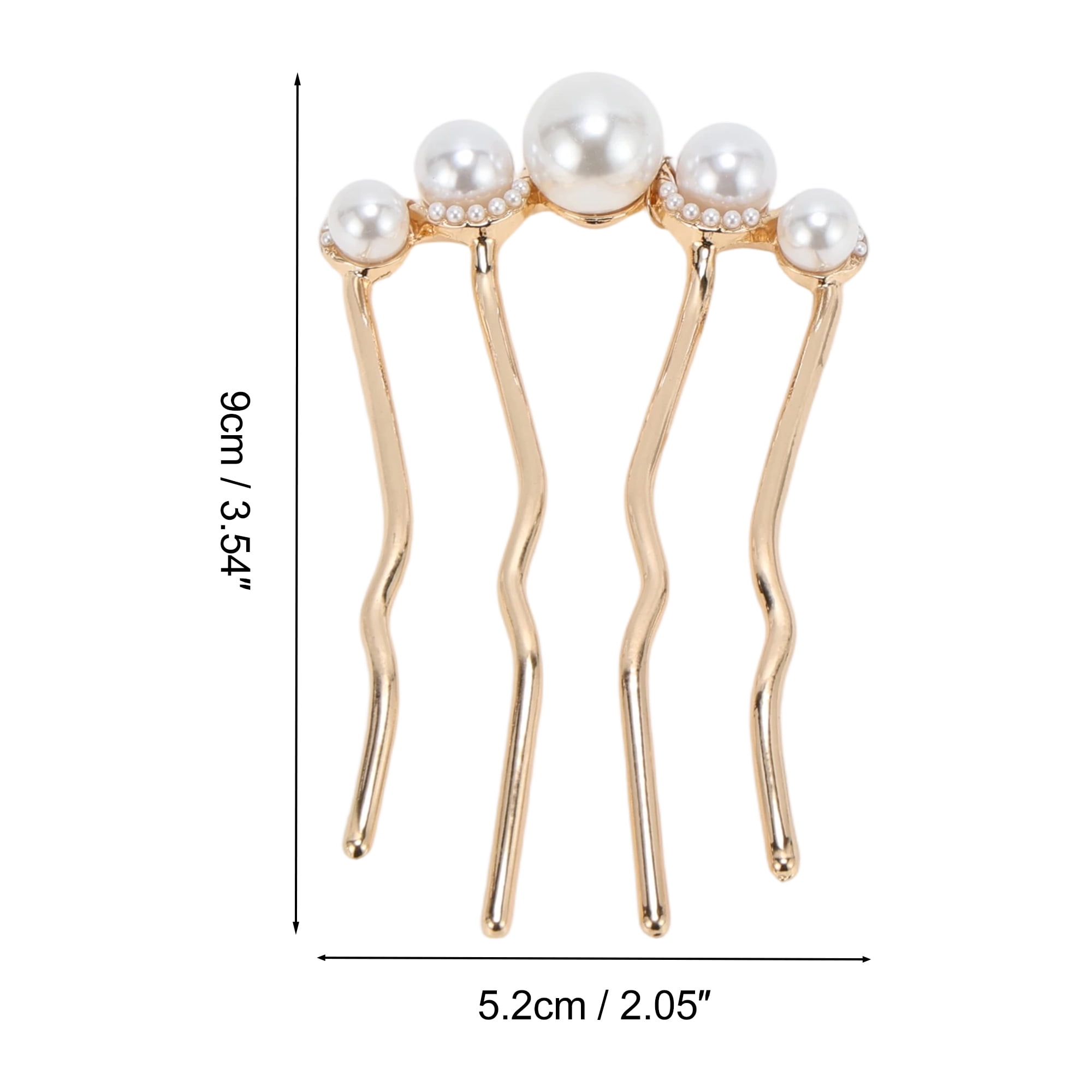 Unique Bargains Fashion U-shaped Faux Pearls Decorative Hairpin for Women 1 Pc Gold Tone