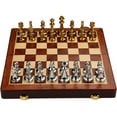 thumbnail image 4 of Set de ajedrez de madera con tablero plegable y piezas magnéticas Oro Plata, 4 of 9