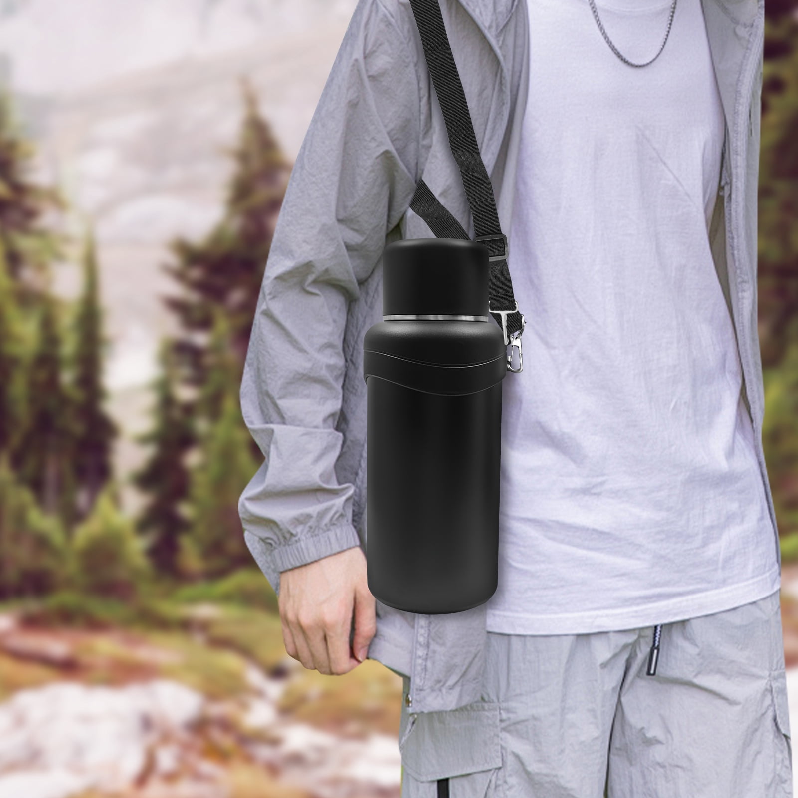 Dwellnix Large Insulated Water Bottle, 2.11QT Stainless Steel Thermos with Carrying Strap, 360° Discharge, Vacuum Insulated for Hot and Cold Drinks, Ideal for Travel & Outdoor