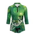 thumbnail image 2 of Uorisanigo Clover Piano Cat Women's Golf Top Size S Versatile Casual Long Sleeve Golf Polo Shirts with Zipper Fashion Quick Dry Athletic Tops for Workout Sports Comfortable Pullover, 2 of 7