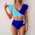 thumbnail image 5 of MSJUHEG Tie Bikini,Full Coverage Swimsuits for Women,Push Up,Bathing Suit for Women,Halter Swimsuits for Women,Summer Swimsuit,Plus Size Bathing Suit for Women Blue 2XL, 5 of 7