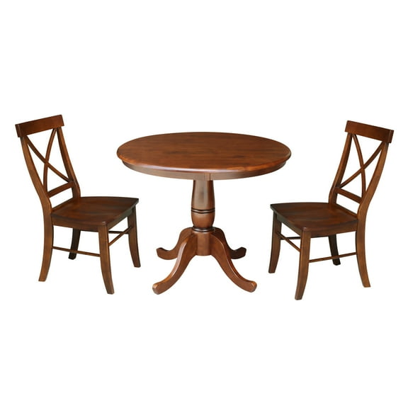 International Concepts 3 Piece 36" Round Dining Set in Espresso