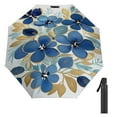 thumbnail image 6 of TEMU Blue Floral Print Rain Umbrella Sun Protection Sun Umbrella Parasol Folding Umbrella Black Glue, 6 of 9