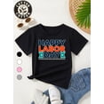 thumbnail image 1 of Kids' 100% Cotton T-Shirt - Happy Labor Cartoon Print Cute Round Neck Tee, Machine Washable Boys & Girls Gift, Casual Wear, Allseasons Clothing, Playful Graphic Tee, Comfortable Fit, 1 of 6