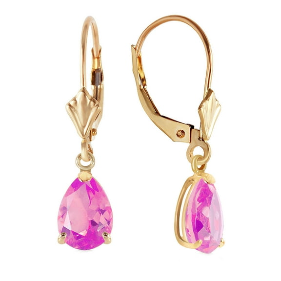 Galaxy Gold GG 14K Yellow Gold 2.85 Carat Natural Pink Topaz Dangle Earrings - October Birthstone - Hope & Creativity - Fine Jewelry for Women