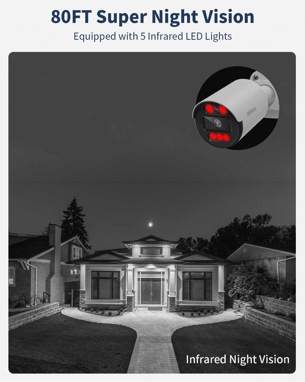 OHWOAI 5MP Wired Security Camera System, 4 Cams with 8CH DVR, 122° Wide View, 500GB HDD