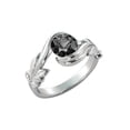 thumbnail image 2 of 14K White Gold 1.00 CT Black Diamond Ring Flower Leaves Leaf, 2 of 4