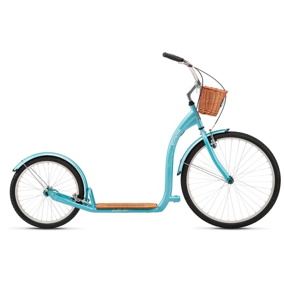 Schwinn Shuffle Deluxe Adult Kick Scooter, 26 Inch Front Wheel and 20 Inch Rear Wheel, Teal Blue
