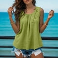 thumbnail image 3 of Tank Tops for Women Lightweight Cotton Linen Scoop Neck Loose Fit Ruffle Flowy Sleeveless Shirt Summer Outfits, 3 of 5