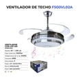 thumbnail image 2 of Ventilador de Techo Retractil Megaluz con Lámpara LED y Bocina Bluetooth F500VL02A, 2 of 2